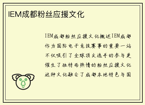 IEM成都粉丝应援文化